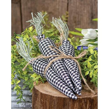 4 Set Black & White Gingham Carrots - The Fox Decor